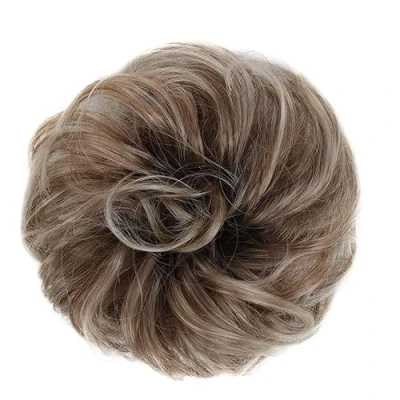Bild av Dambulle Scrunchies Donut Hair Bun Scrunchie för kvinnor Flickor，Curly Wave Synthetic Chignon hårstycke med gummiband, stökiga bulle hårförlängningar Bullehår (Färg: 6T88)