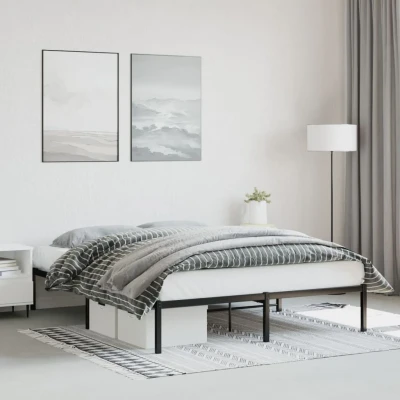 Bild av vidaXL Sängram utan madrass svart metall 160x200 cm