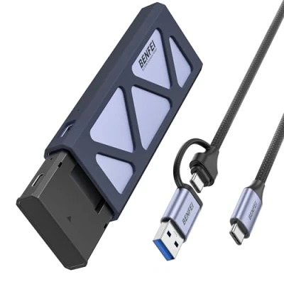 Bild av BENFEI M.2 NVMe SSD fodral, USB C 3.2 Gen 2 10 Gbit/s UASP, verktygsfritt TB hårddiskfodral, M/M &amp; B nyckel 2230/2242/2260/2280, hårddiskfodral med kabel kompatibelt 970 Evo Plus 980 PRO WD SN77