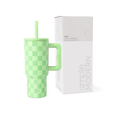 Bild av Simple Modern barn 24 oz tumlare med handtag och silikonsugrörslock Spillsäker läckagesäker Återanvändbar rostfritt stål kopp Present till pojkar flickor Trek 710 ml Mandelbjörk