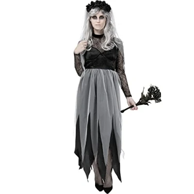 Bild av Funidelia Maskeraddräkt spökbrud för dam Halloween brud, Corpse Bride, Halloween, Skräck vuxen och roliga tillbehör fester, karneval Storlek M Svart