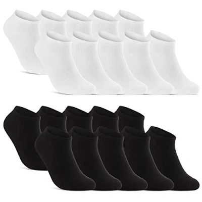 Bild av 10 20 30 Par Sneaker Strumpor Herr &amp; Dam Ankelstrumpor Svart Vit Grå Bomull (10x + 10x 39 42)