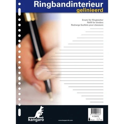 Bild av Ringpärmspapper A4 linjerat 60g 100 ark Kangaro