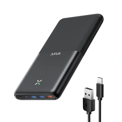 Bild av Power Bank 30 000 mAh, VRURC 22,5 W snabbladdning, bärbar laddare, USB C kompakt Powerbank, PD3.0 QC3.0 externt batteri med 4 utgångar och 3 ingångar, kompatibel iPhone Android etc
