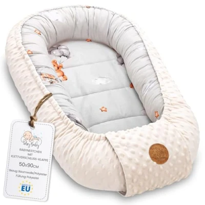 Bild av Nest för baby babynest nyfödd Minky spjälsäng mångsidigt bärbart kramvänligt tillbehör varm vinterkokong Teddybjörnar Beige