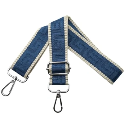 Bild av axelrem för väska väskremmar ombyte, justerbar väskrem bred 3,8 cm med silver karbinhake fickband bärrem handväskor dam, kaki/blå, K39