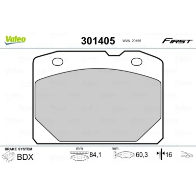 Bild av VALEO 301405 Jeu de plaquettes frein FIRST Essieu avant contact signal d&#039;usure exclu sans tôle anti bruit LADA: Nova Break