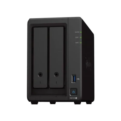 Bild av Synology DS723+ NAS 2 bay diskstation (AMD Ryzen™ 4 trådar R1600 Dual Core GB ram x RJ 45 1 GbE LAN port), 8 TB paket med 2X HAT3300 4T