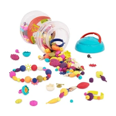 Bild av B. toys 300 delar pysselset barn Pop Arty smyckepyssel, färgglada pärlor att sätta fast, barnsmycken, gör det själv leksaker från 4 år