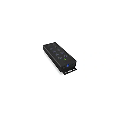 Bild av ICY BOX 7 Port USB 3.0 HUB aktiv med nätadapter (12V/5A), 3 laddningsportar, väggmontering, Quick Charge 3.0, aluminium, IB HUB1703 QC3