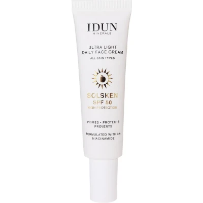 Bild av IDUN Minerals Ultra Light Daily FACE Cream SPF 50 Solskydd, Storlek: 30 ml, Transperent