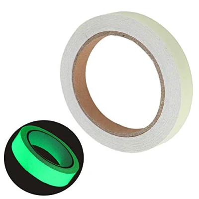 Bild av QitinDasen Premium 10 m x 1 cm grön fluorescerande tejp, lysande fosfortejp, självlysande markeringstejp, självhäftande varningstejp, Glow in The Dark