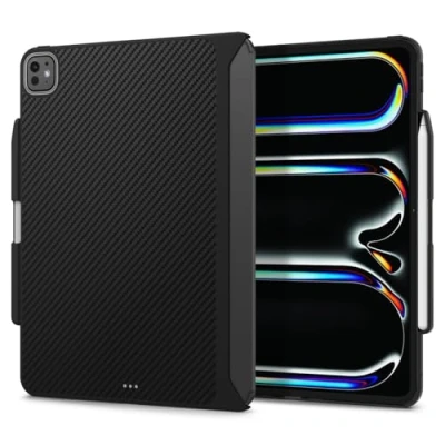 Bild av Spigen Enzo Aramid Fodral Kompatibel med iPad Pro 13 Tum 7:e Generatie M4 (2024) Case Magnetisk Ring Svart