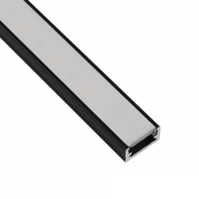 Bild av Ledomec LED ALU profil smal list (14 x 7 mm) i svart med lock (1 m skydd matt)