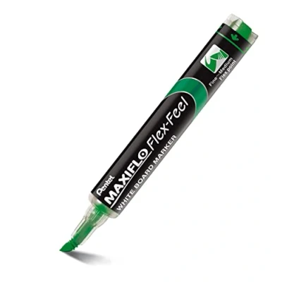 Bild av Pentel MWL5SBF Maxiflo Flex Feel återförslutningsbar whiteboardmarkör med flexibel spets grön set 12 st