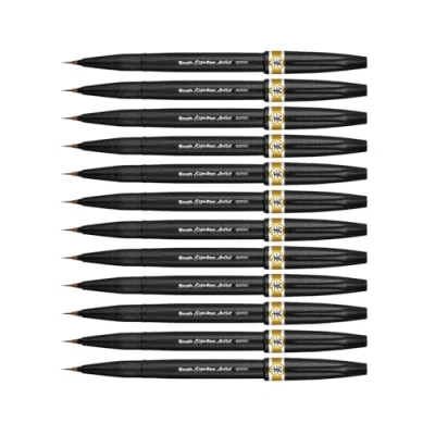 Bild av Pentel SESF30C YX Extra fin penselspets, 12 stycken ockra