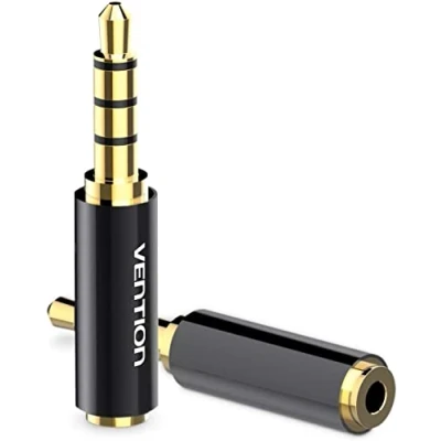 Bild av VENTION Guldpläterad 2,5 mm honuttag till 3,5 hanuttag stereo helmetall hörlurar adapter anslutning omvandlare stöder MIC funktion (2 pack)