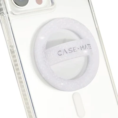 Bild av Case Mate Magnetiskt telefongrepp MagSafe Loop grepp avtagbart för hand mjukt hopfällbart iPhone Pro Max 16/15/14/13/12 vit gnistra