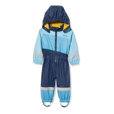 Bild av Playshoes Unisex barn regndräkt med fleecefoder varm vattentät lera dräkt regnkläder, blå overall, 116