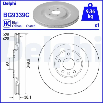 Bild av Bromsskiva DELPHI BG9339C