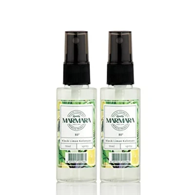 Bild av MARMARA Kolonya Spray Limon Turkiskt doftvatten Aftershave turkisk handvatten rakvatten Kölniskt vatten kvinnor och män citronvatten Eau de Cologne Citron (2 x 50 ml)