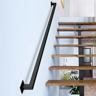 Bild av Gorssen 360 cm trapphandledare, inomhus och utomhus ledstänger, rörformade hand foträcken, säkerhetsräcken, dörrhandtag, trappräckesfästen med fästen komplett set