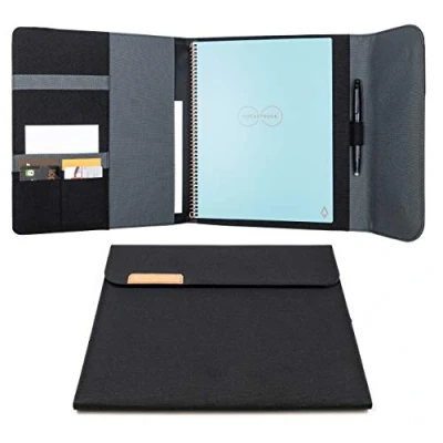Bild av Rocketbook Capsule 2.0 Folio skyddsfodral för Core, Panda och Fusion 100% återvinningsbart fodral med pennhållare, magnetisk stängning inre förvaring, svart, brevstorlek 21,6 x 27,9 cm
