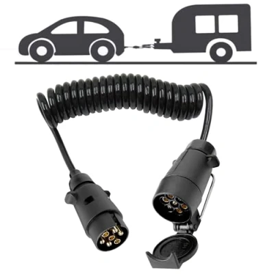 Bild av 3 m 7 stifts Släpvagn Förlängningssladd Släpvagnsförlängningssladd för Bogsering Husvagn Lastbil RV Förlängningsledning Elektrisk Ledningskabelanslutning Spiral Lina
