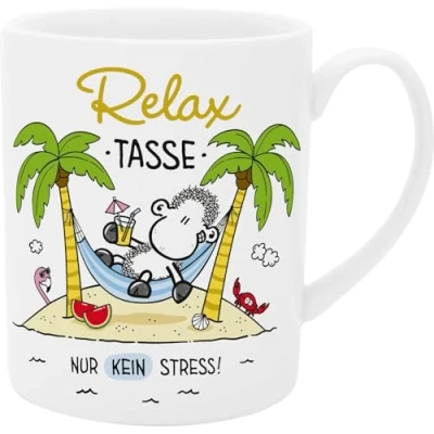 Bild av Sheepworld XL kopp med slogan Relax Stor porslinskopp, Jumbo kopp, 60 cl, Gåva, vän, flickvän 74124