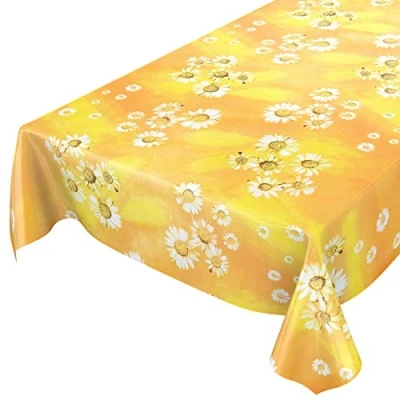 Bild av ANRO Vaxduk bordsduk kamomill gul blommor sol 200 x 140 cm tvättbar