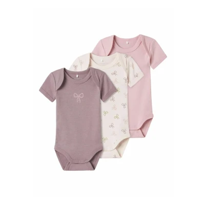 Bild av Namn it baby kvinnor Barely Pink Nbfbody 3P Ss Bow Noos, numeric_62 (förpackning med 3), Pink,