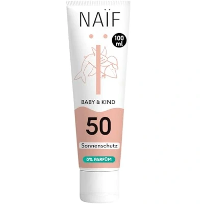 Bild av Naïf Solmineralkräm för spädbarn och barn Högt skydd Vattentålig Vegan Doftfri SPF50 100 ml