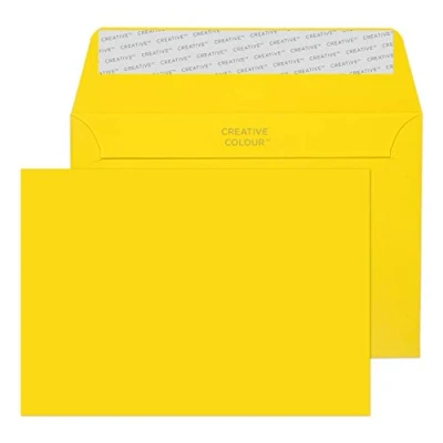 Bild av Blake Creative Colour C6 114 x 162 mm 120 gsm Peel and Seal plånboksfodral kuvert (15103) banan gul förpackning med 25