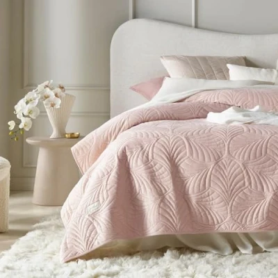 Bild av ROOM99 Feel elegant överkast i puderrosa, 200 x 220 cm, mångsidig, filt, sängöverkast eller sofföverkast, för säng och soffa, täcke, stil, perfekt som sammet