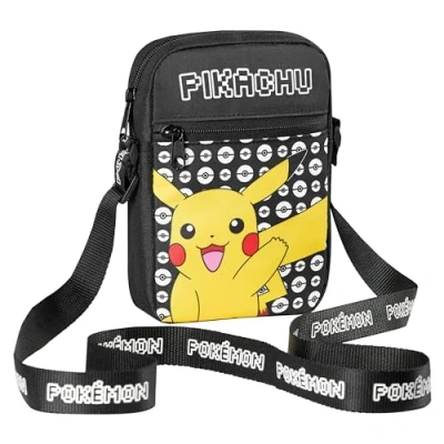 Bild av Pokemon axelväska cross body väska för barn justerbar rem Pikachu liten resväska spelare gåvor, Svart Pikachu, en storlek