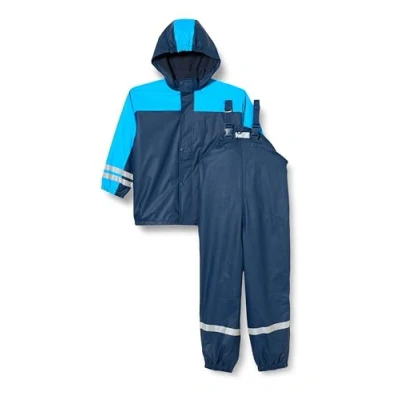 Bild av Playshoes Unisex barn regndräkt med fleecefoder varm vattentät lera dräkt regnkläder, marinblå, 116