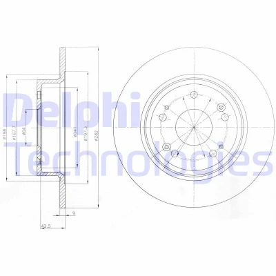 Bild av DELPHI BG4249 Disque de frein 282 9 5 plein huilé non traité sans roulement roue, bague ABS HONDA: ACCORD 8, CIVIC 8 Kombi