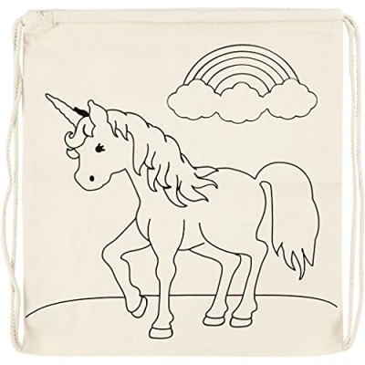 Bild av Creativ Company Color your own Cotton Gym Bag Unicorn