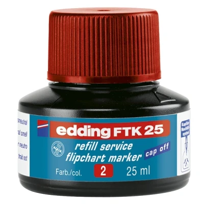 Bild av edding FTK 25 påfyllningsbläck röd ml med kapillärsystem perfekt för ren och okomplicerad påfyllning av nästan alla blädderblock
