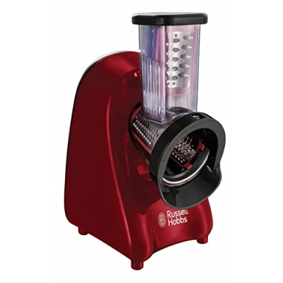 Bild av Russell Hobbs elektriskt rivjärn, BPA fria delar, tre rivtillbehör i rostfritt stål medföljer, tål diskmaskin, röd, 200W, Slice&amp;Go 22280 56