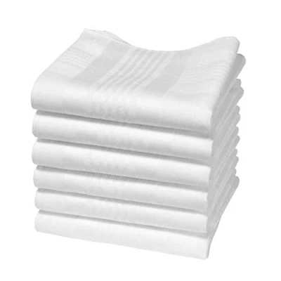 Bild av Hankiss näsdukar av ekologisk bomull vit modell ICE storlek 43 cm x 6 stycken 100 % GOTS certifierad, Is, 43cm