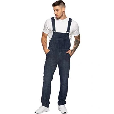Bild av 989Zé ENZO Denim jeans för män EZD390 designer bomull hängselbyxor overaller slitstark midja storlekar 30 50, Mörkblått, 48W / 32L