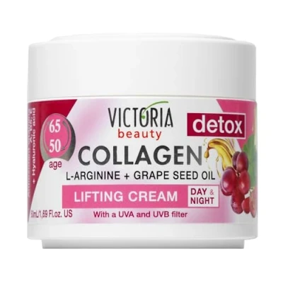 Bild av Victoria Beauty kollagen creme, straffande ansiktskräm med druvkärnolja och L arginin, ögonkräm mot veck, mörka ögonringar blöjpåsar (1 x 50 ml)