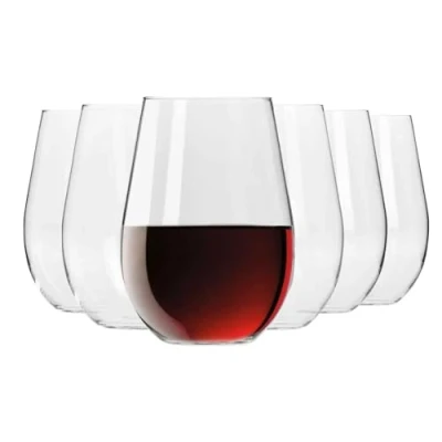 Bild av KROSNO Stemless röda Vinglas Set med 6 580 ML Harmony samlingen Kan också användas som ett vattenjuiceglas Perfekt för hem, restauranger och fester diskas i diskmaskin