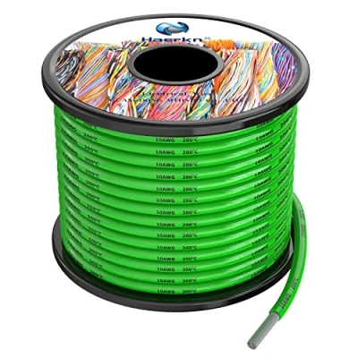 Bild av 10 AWG, 5,3 mm², silikon, elektrisk trådkabel, grön, 8 meter, mjuk och flexibel, syrefri, hög temperatur, beständig, förtennad koppartråd