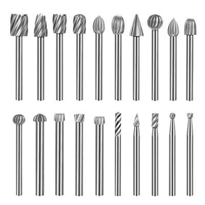 Bild av Volframkarbid HSS roterande borrset, 20 st träsnideriborrkronor set med 3 mm 1/8 tum skaft för gör det själv träbearbetning, gravyr, borrning, borrning