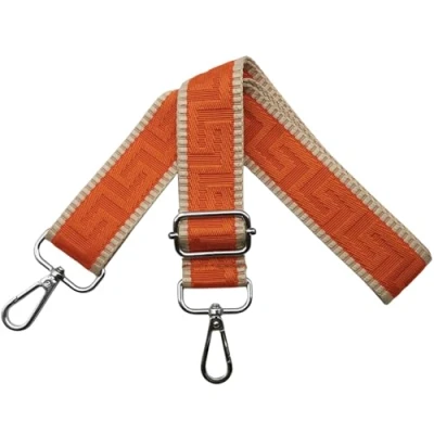 Bild av axelrem för väska väskremmar ombyte, justerbar väskrem bred 3,8 cm med silver karbinhake fickband bärrem handväskor dam, kaki/orange, K34
