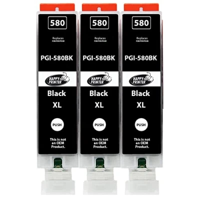 Bild av Happy Printer 3 XL patroner kompatibel med Canon PGI 580 PGBK för Pixma TR7500 TR7550 TR8550 TS6100 TS6150 TS6151 TS6250 TS6251 TS6350 TS6351 TS705 TS9540 TS9541c TS9550 TS9551c