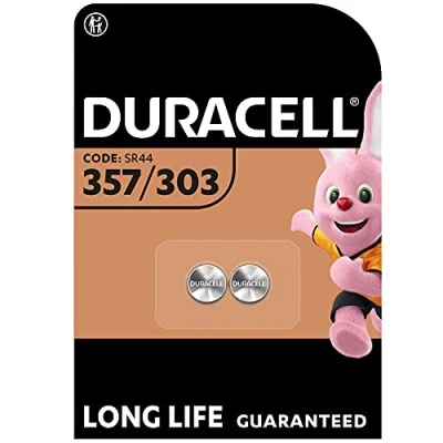 Bild av Duracell 357/303 silveroxid specialbatteri 1,55 V (SR44 / V357/ V303 SR44W SR44SW), lämplig för användning i armbandsur, räknare och medicinsk utrustning, paket med 2