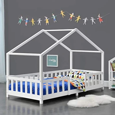 Bild av Barnsäng Juniorsäng Sängstomme Hussäng med Sängskydd Furu Vit 200x90cm